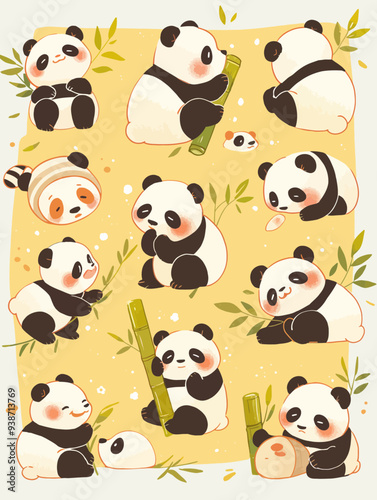 "Cuddly Cuteness! Anthropomorphic Panda Series, Blending Nature's Charm with Heartwarming Humanity"