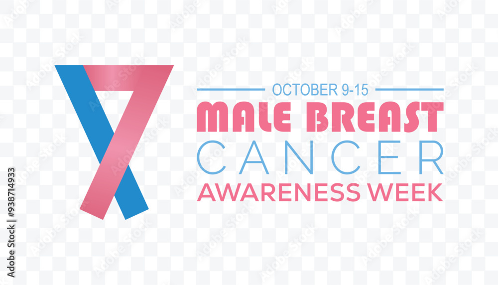 Fototapeta premium Male Breast Cancer Awareness Week is observed every year on October. Medical Healthcare Awareness concept. background, placard, banner template Vector illustration design.