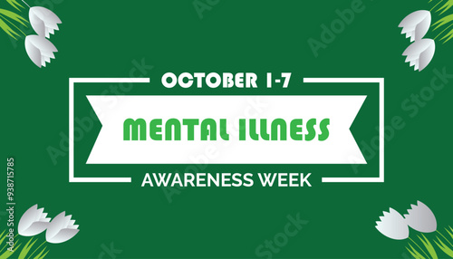 Mental illness awareness week is observed every year on October. Medical Healthcare Awareness concept. background, placard, banner template Vector illustration design.