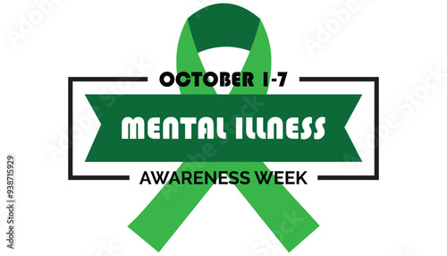 Mental illness awareness week is observed every year on October. Medical Healthcare Awareness concept. background, placard, banner template Vector illustration design.