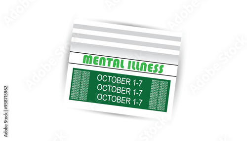 Mental illness awareness week is observed every year on October. Medical Healthcare Awareness concept. background, placard, banner template Vector illustration design.