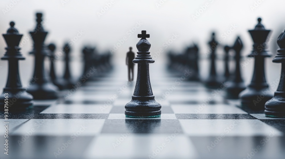 Strategic Chess Game with Focus on Pawn and Blurred Background, Symbolizing Leadership and Competition Strategic Chess Game with Focus on Pawn and Blurred Background, Symbolizing Leadership and Competition