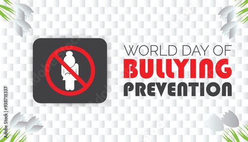 World Day of Bullying Prevention is observed every year on October. Social Awareness concept.  background, placard, banner template Vector illustration design.