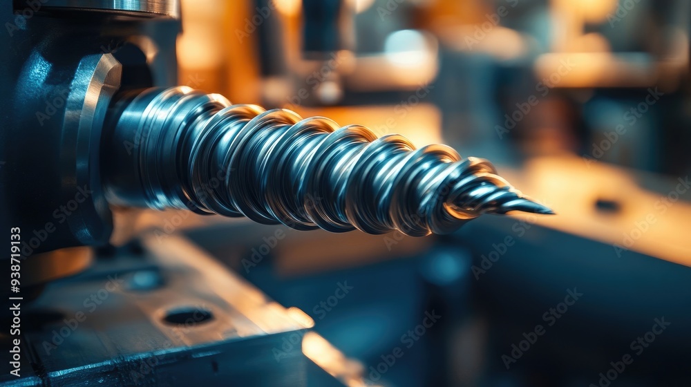 Close-Up of Industrial Drill Bit in Operation on Steel Plate Close-Up of Industrial Drill Bit in Operation on Steel Plate