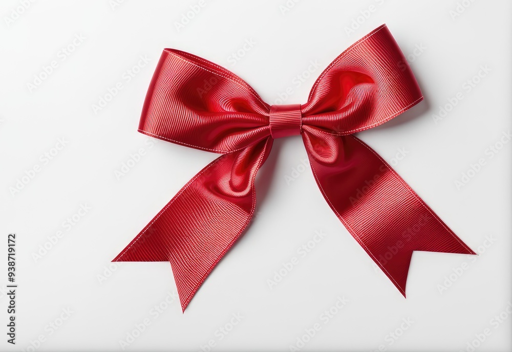 Red bow or ribbon isolated on white or transparent background,