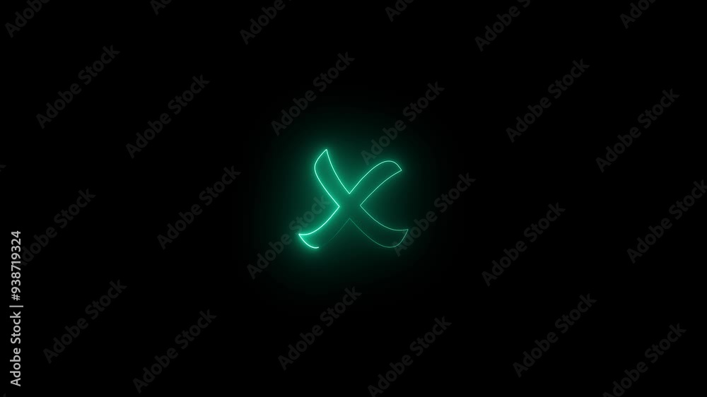 Glowing neon cross mark icon animation. Animated symbol on black background Glowing neon cross mark icon animation. Animated symbol on black background