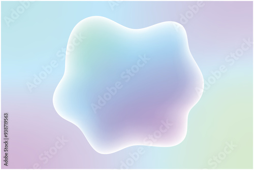 Pastel abstract background with a flowing organic blob shape in green, blue and purple hues for soft and elegant design