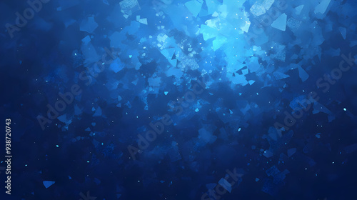 Fototapeta Naklejka Na Ścianę i Meble -  Abstract Blue Background with Scattered Shapes and a Glimmer of Light