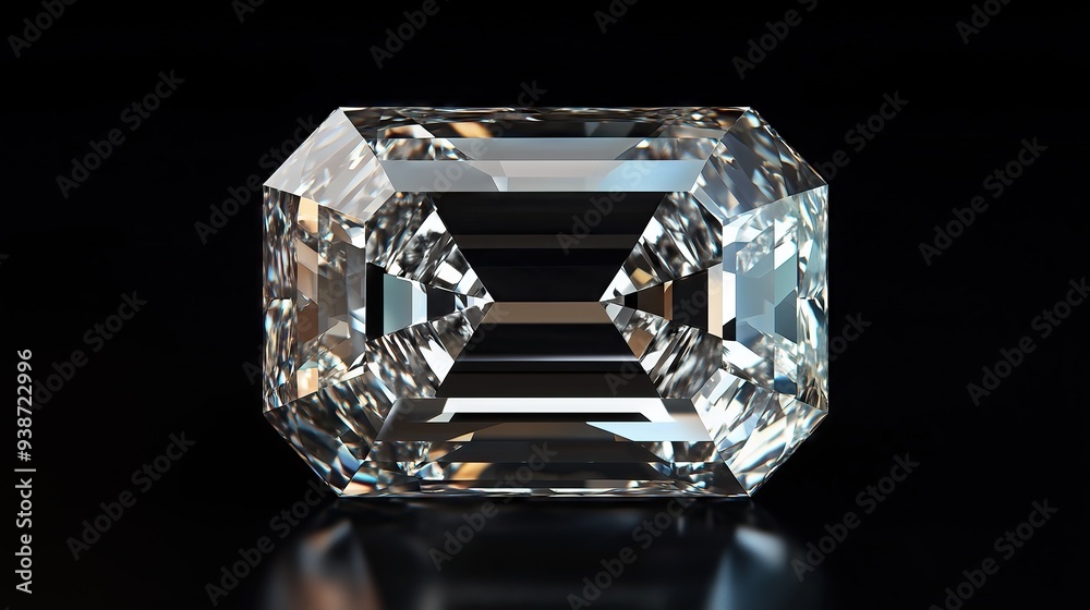 Diamond on a black background, Emerald cut Diamond on a black background, Emerald cut