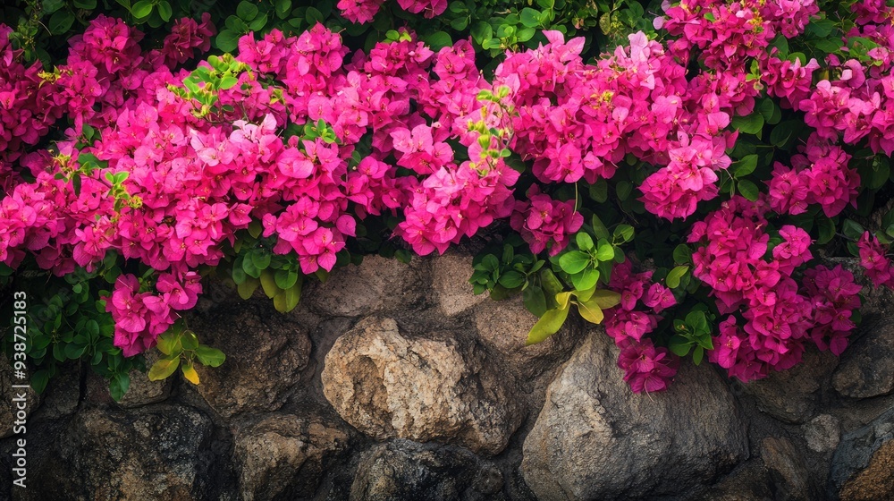 Pink bougainvillea flowers cascading over a garden wall, vibrant and tropical beauty, lush and colorful nature scene Pink bougainvillea flowers cascading over a garden wall, vibrant and tropical beauty, lush and colorful nature scene