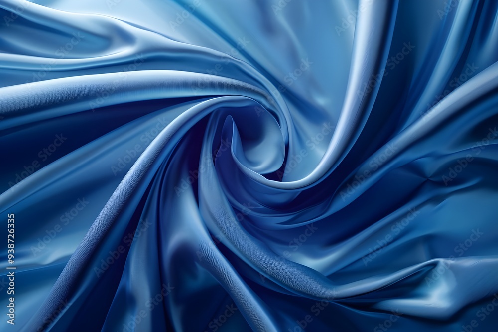 Fototapeta premium Abstract Blue Silk Fabric Draped Background