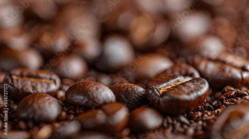 Close-Up of Roasted Coffee Beans, a Dark and Rich Background