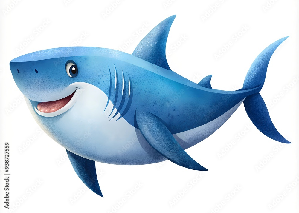 Fototapeta premium Cute shark clipart grain illustration isolated on white background