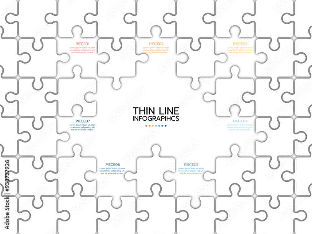 Puzzle infographic with pieces business presentation. Circle infograph. Step puzzle round process diagram. Puzzle infographic with pieces business presentation. Circle infograph. Step puzzle round process diagram.