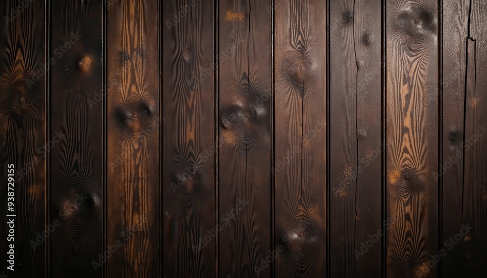 A close-up of dark brown, weathered wooden planks with visible knots and natural textures, illustrating rustic and vintage aesthetics. A close-up of dark brown, weathered wooden planks with visible knots and natural textures, illustrating rustic and vintage aesthetics.