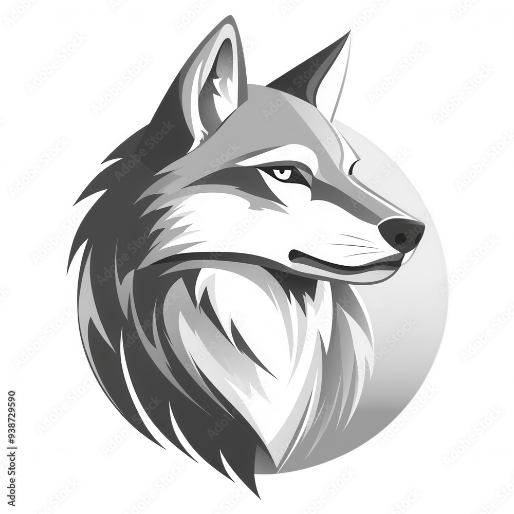 A majestic wolf head illustration in grayscale perfect for logos branding and more A majestic wolf head illustration in grayscale perfect for logos branding and more