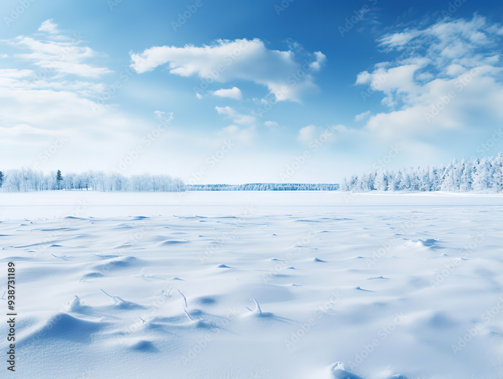 Obraz premium An empty room with a snowy view from the windows