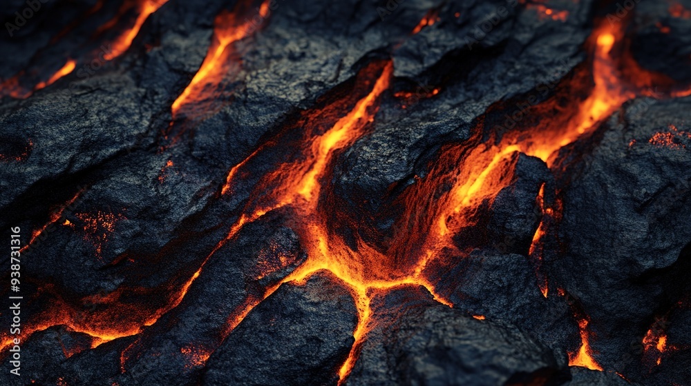 Lava Flow. A Dramatic and Fiery Image Showcasing Molten Lava Erupting from a Volcano, Highlighting the Intense Heat and Glowing Red-Orange Lava Flowing Across a Dark Landscape. Lava Flow. A Dramatic and Fiery Image Showcasing Molten Lava Erupting from a Volcano, Highlighting the Intense Heat and Glowing Red-Orange Lava Flowing Across a Dark Landscape.