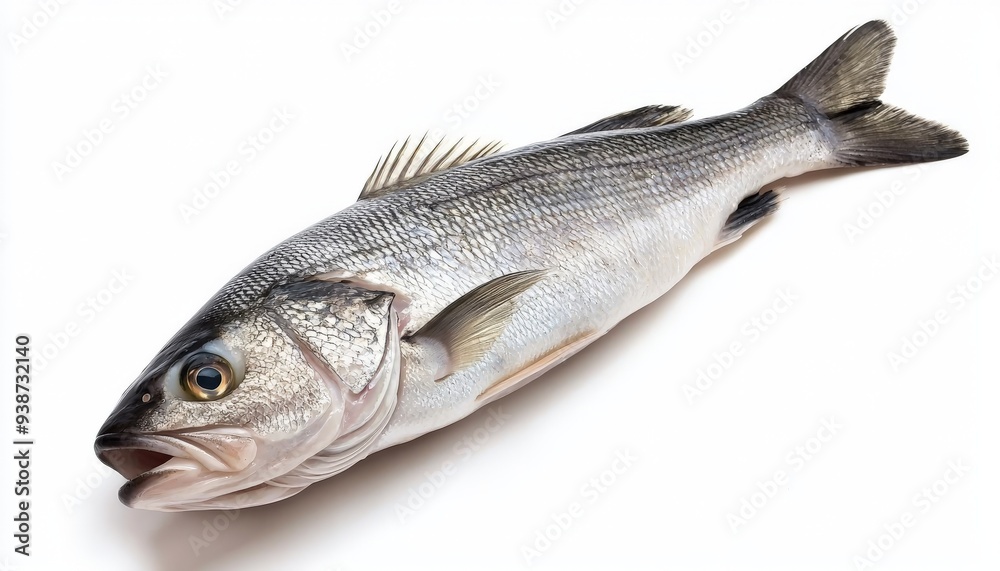 a fresh sea bass fish isolated on white background