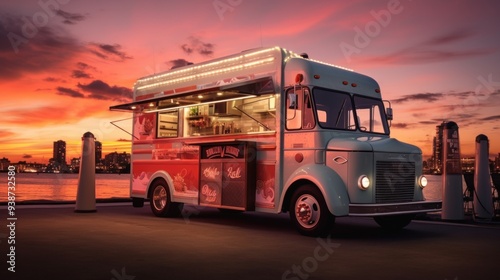 Retro Food Truck at Sunset