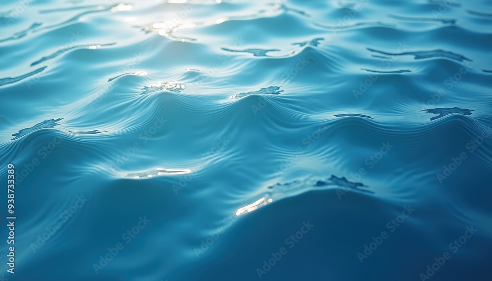 Close-up of gentle ocean waves with sunlight reflecting off the blue water, creating a serene and calming atmosphere. Close-up of gentle ocean waves with sunlight reflecting off the blue water, creating a serene and calming atmosphere.