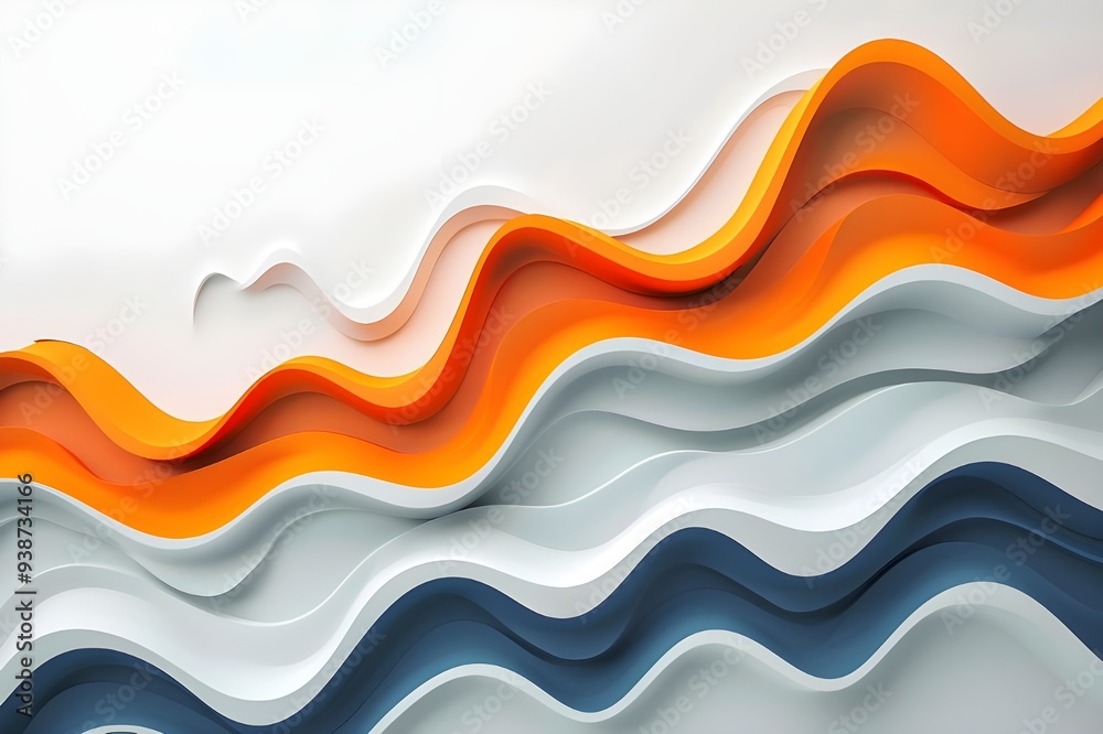 Abstract Waves in Orange, White, and Blue Abstract Waves in Orange, White, and Blue