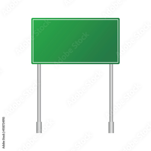Green road signs. Direction board blank with place for text. Isolated information direction sign. Vector illustration.
