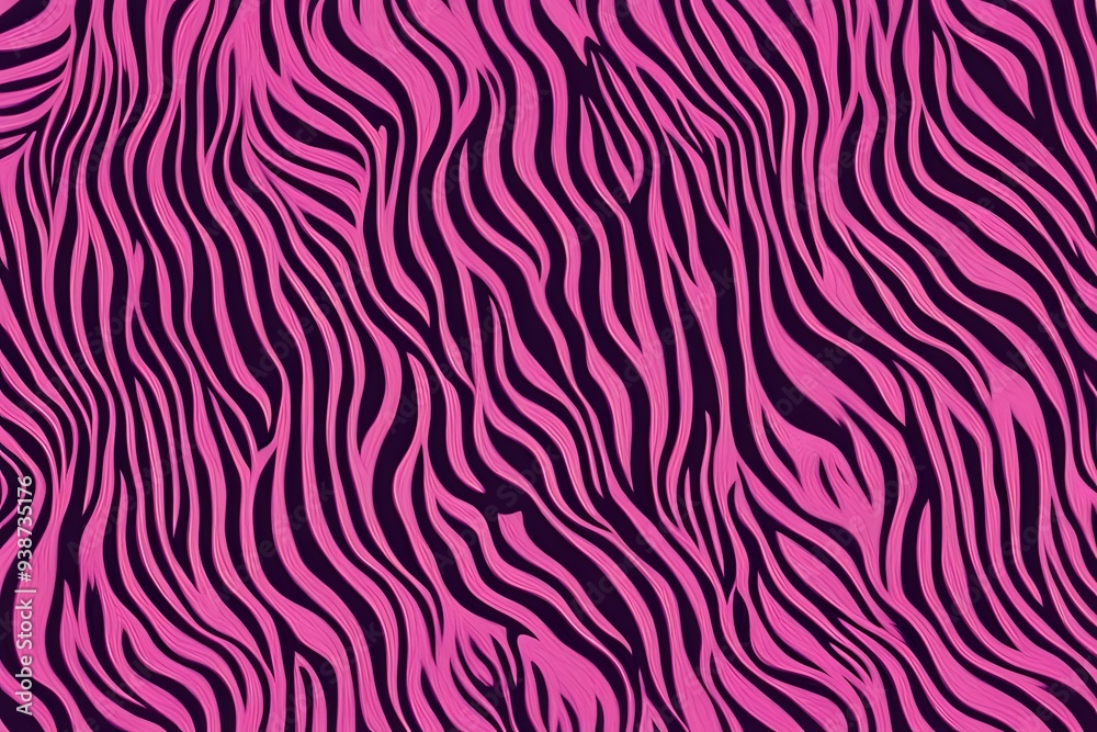 A playful animal print pattern with bright pink and purple zebra stripes, AI Generated