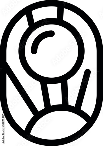 Simple black and white vector icon representing an astronaut helmet with a big round visor