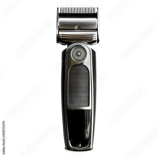 Stainless electric razor with black handle ai generated image