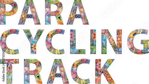Words Para Cycling Track. Vector zentangle object for decoration