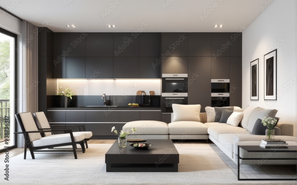 Fototapeta premium beautiful apartment, interior. 3d rendering