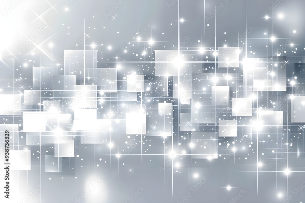 Obraz premium Abstract Silver Background with Lights and Squares