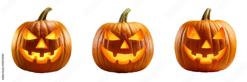 glowing jack-o-lantern carved pumpkin isolated on transparent background glowing jack-o-lantern carved pumpkin isolated on transparent background
