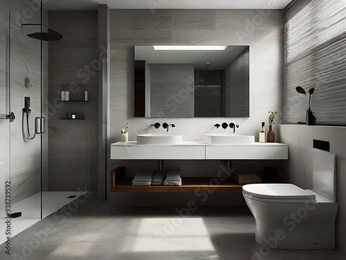 White modern design wash room