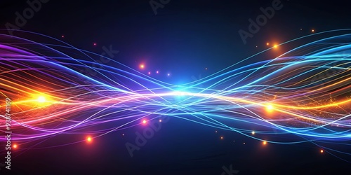Wallpaper Mural Abstract background with glowing lines on dark background, glowing, lines, abstract, background, light, neon, technology Torontodigital.ca