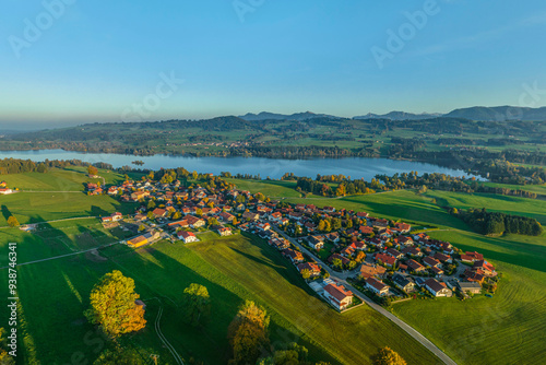 Moosbach am Rottachspeicher im herbstlichen Abendlicht photo