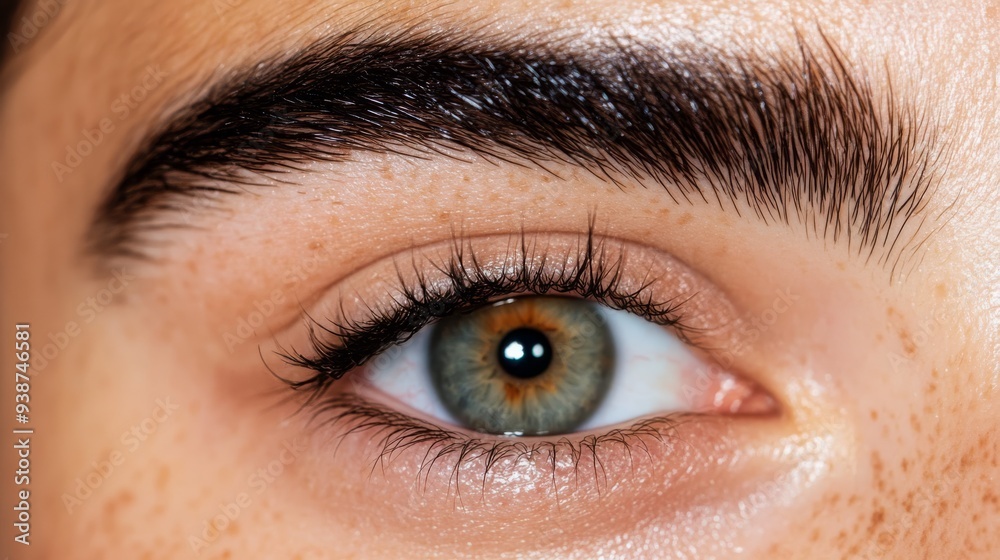 Obraz premium A portrait of a woman with naturally bushy eyebrows unaltered and expressive The image is shot in a bright even light with the focus on the eyes and eyebrows celebrating the unique and bold beauty of
