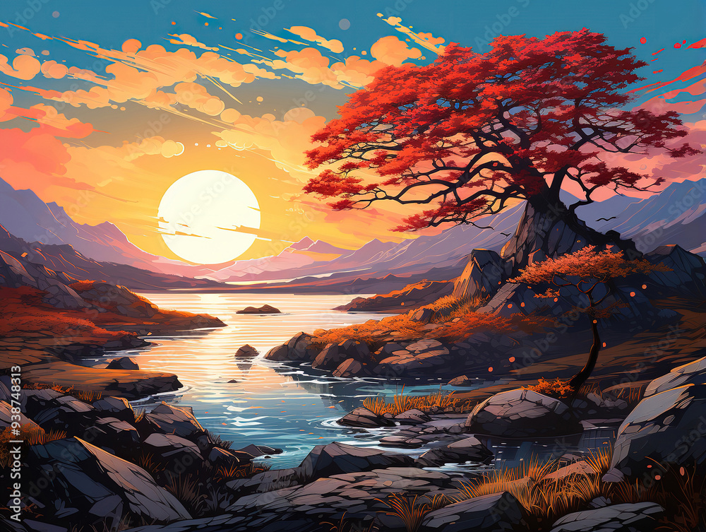 Generous Mountain forest scene background landscape Generous Mountain forest scene background landscape