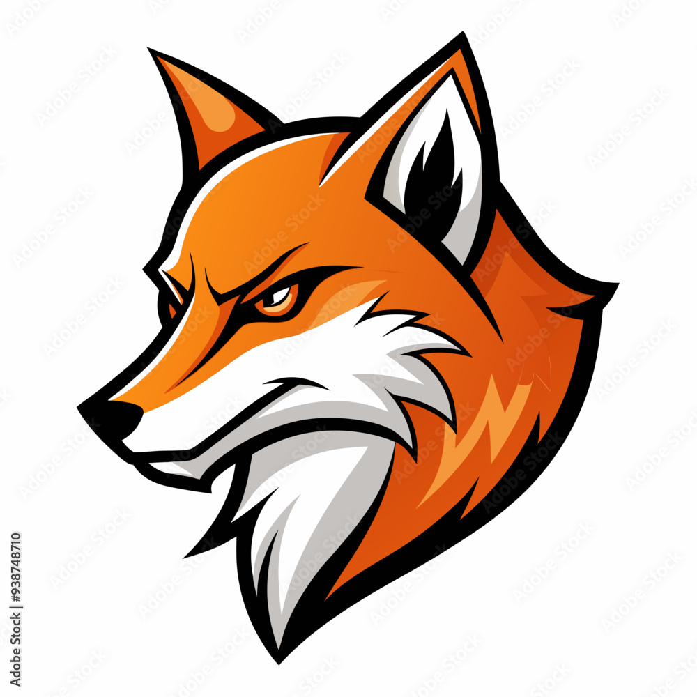Obraz premium Modern Fox Head Logo Bold Black & White Silhouette with Orange Accents art vector illustration