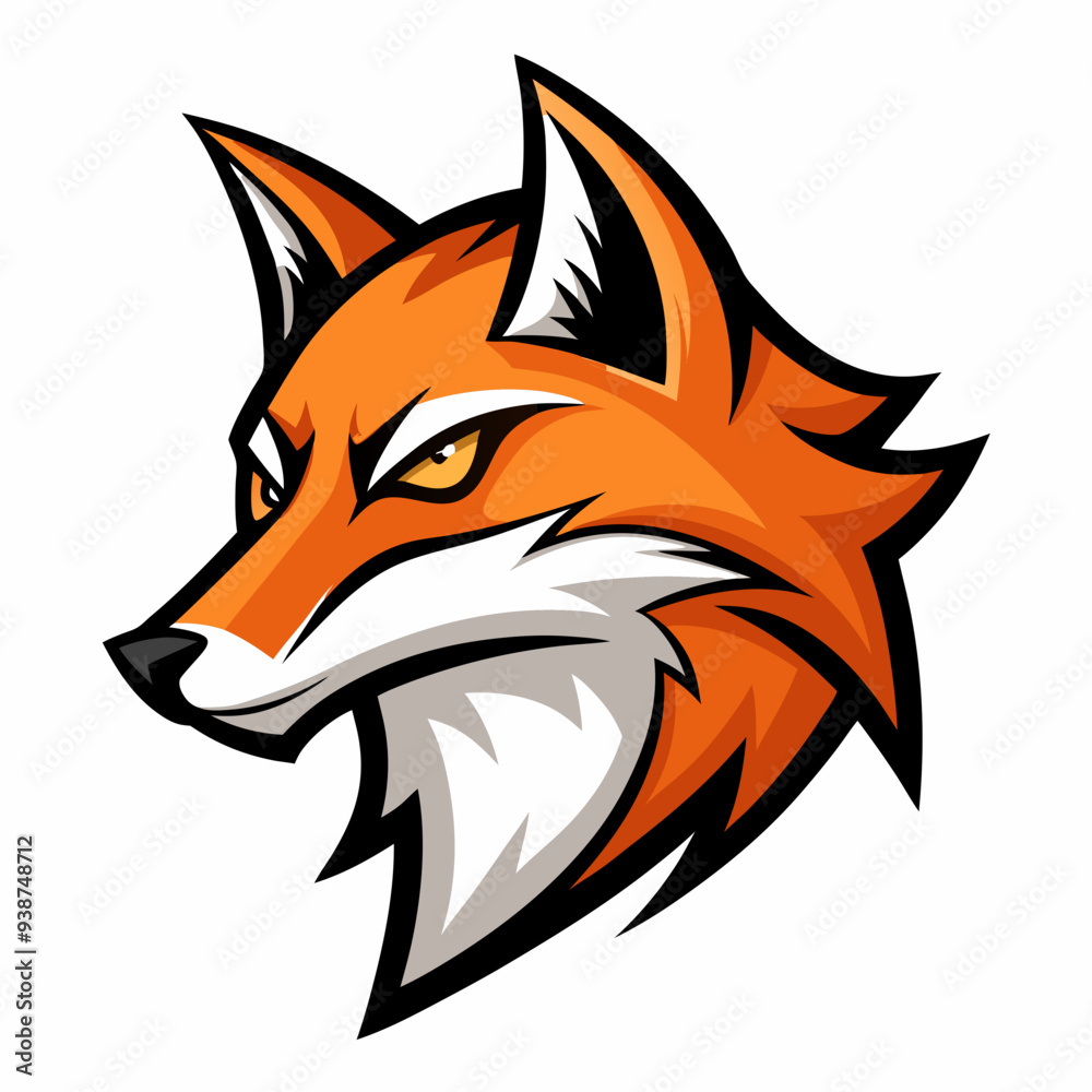 Modern Fox Head Logo Bold Black & White Silhouette with Orange Accents art vector illustration Modern Fox Head Logo Bold Black & White Silhouette with Orange Accents art vector illustration