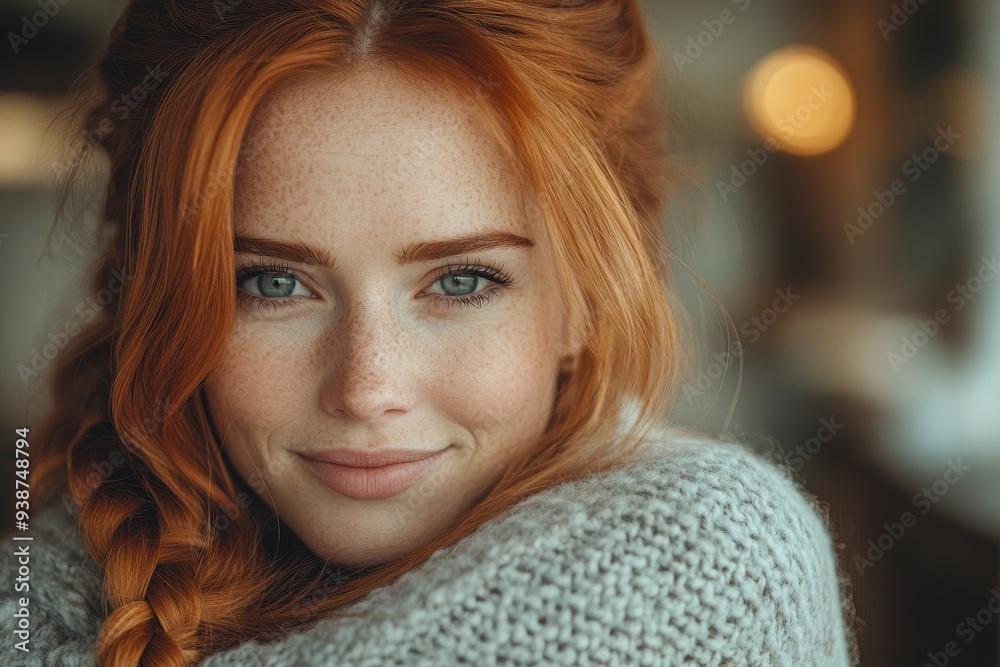 Close-Up of Mother with Long Red Hair in Braid Hugging Daughter at Home, Wearing Knitted Sweater and Watch, Capturing Emotional Family Moment of Comfort and Support Close-Up of Mother with Long Red Hair in Braid Hugging Daughter at Home, Wearing Knitted Sweater and Watch, Capturing Emotional Family Moment of Comfort and Support