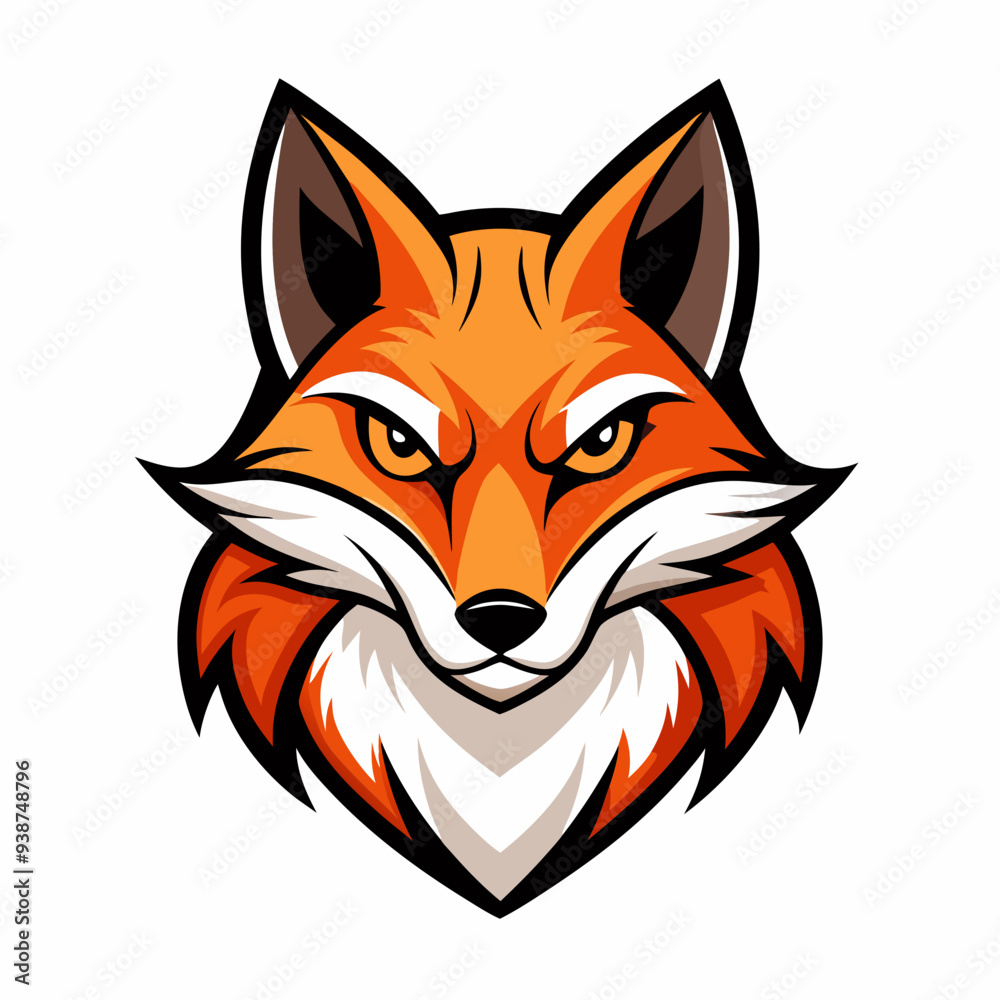 Obraz premium Modern Fox Head Logo Bold Black & White Silhouette with Orange Accents art vector illustration
