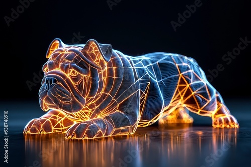 A 3D English bulldog with a soft glow, representing the spirit and character of England.