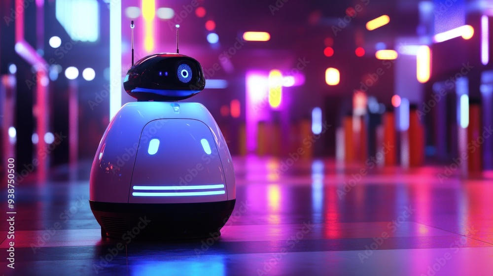 Futuristic Robot in Neon City Futuristic Robot in Neon City