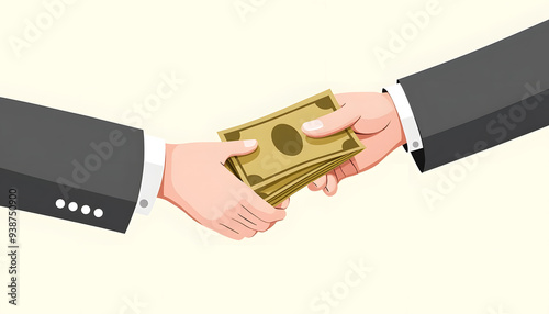 Illustration of Business Transaction with Money Exchange