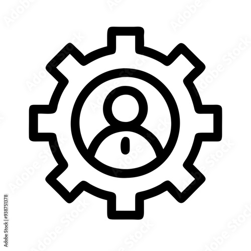 Cog icon in line vector style for configuration menus, settings, and gear-related themes.