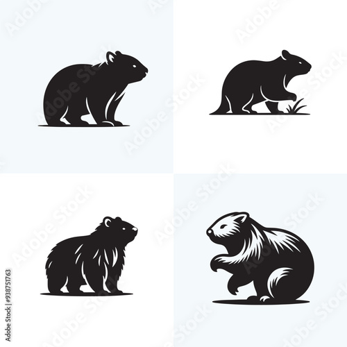 Wombat set of silhouettes