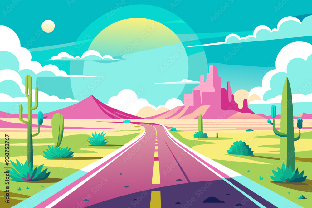 Obraz premium Desert Pathway art vector illustration