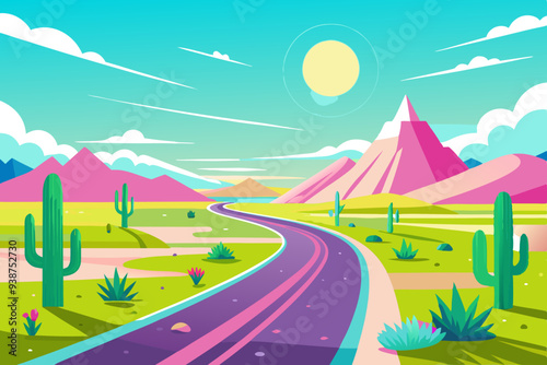 Desert Pathway art vector illustration